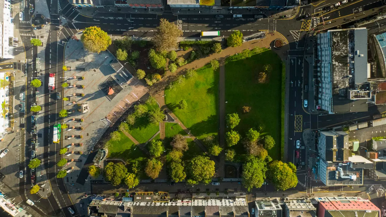 Aerial View Eyre Square Galway City